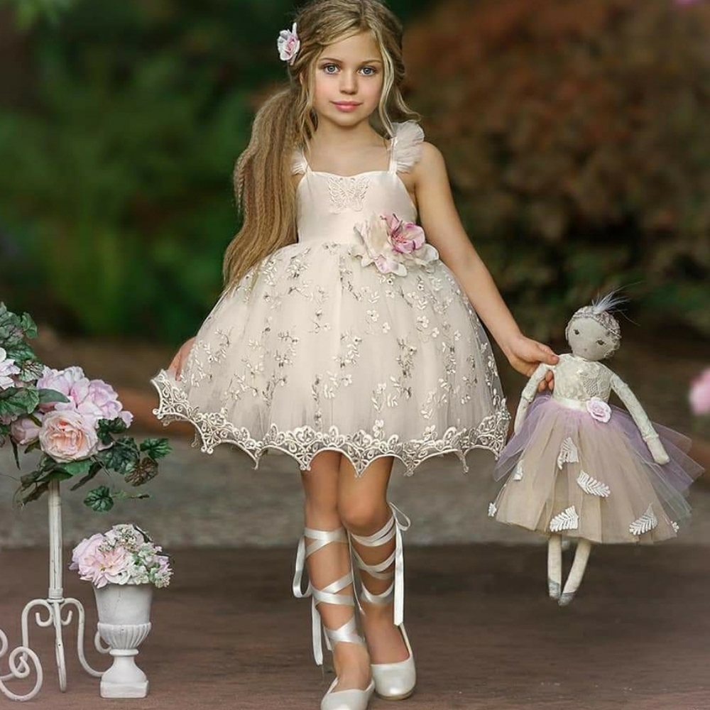 Dollcake Couture Ivory pink ruffle dress gown frock  7 8 9